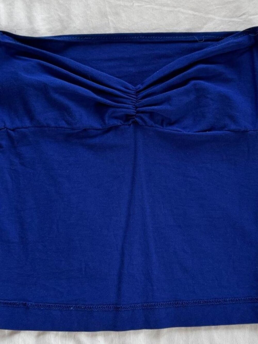 Royal Blue Strapless Tube Top Front Twist Ruched Detail